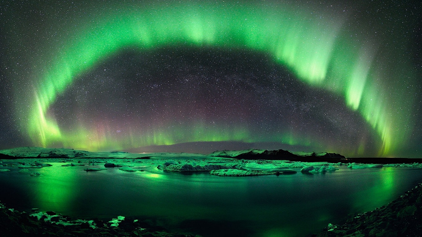 Природные чудеса Northern Lights HD обои (2) #10 - 1366x768