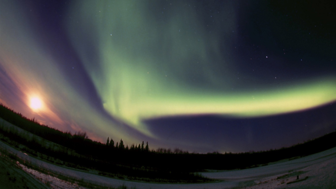 Природные чудеса Northern Lights HD обои (2) #11 - 1366x768