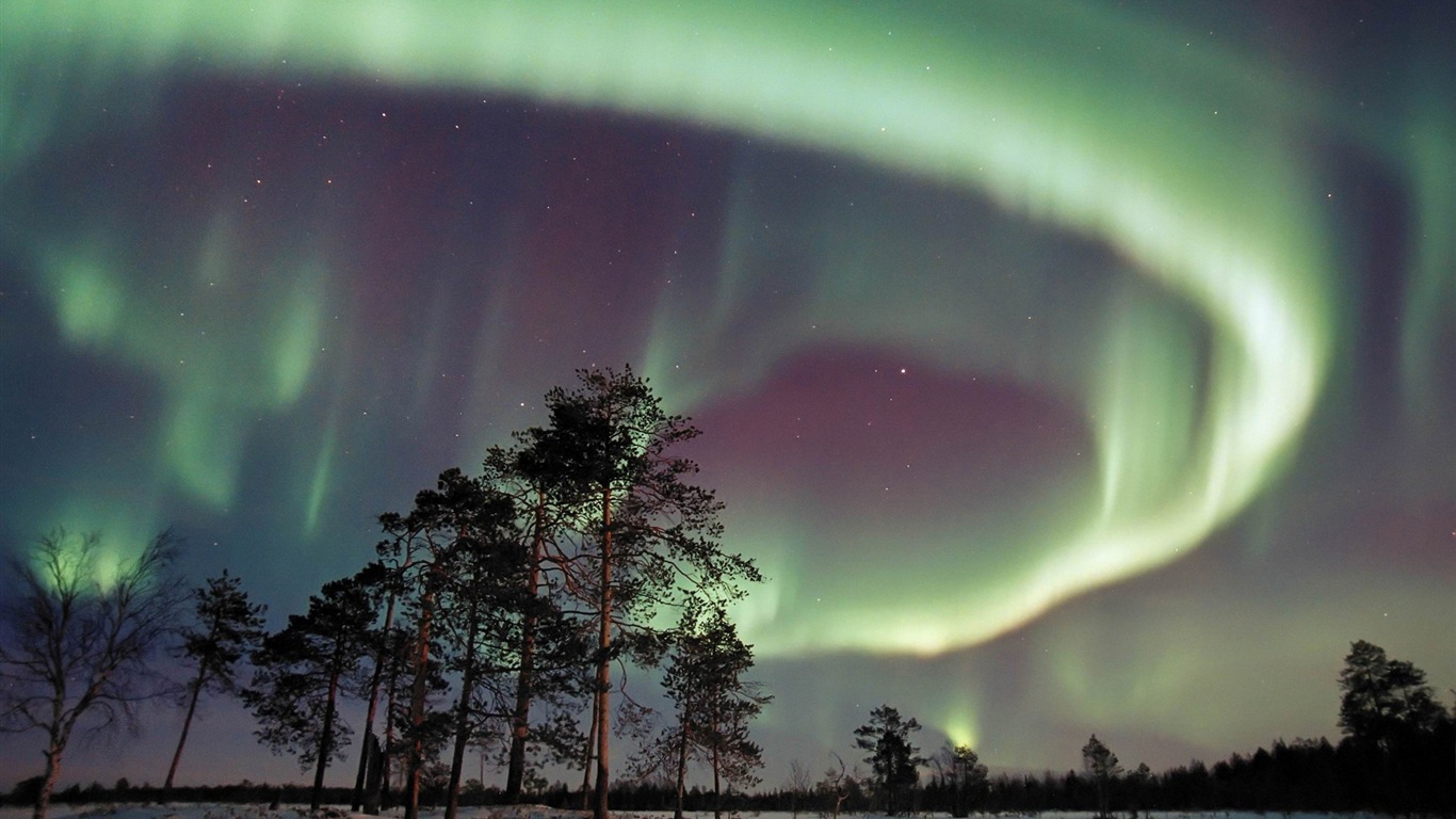 Природные чудеса Northern Lights HD обои (2) #13 - 1366x768