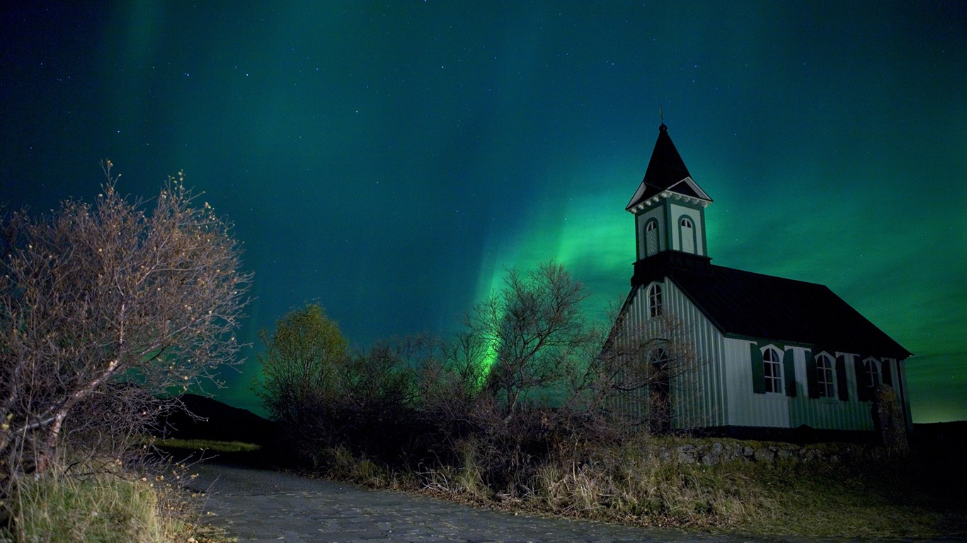 Природные чудеса Northern Lights HD обои (2) #14 - 1366x768