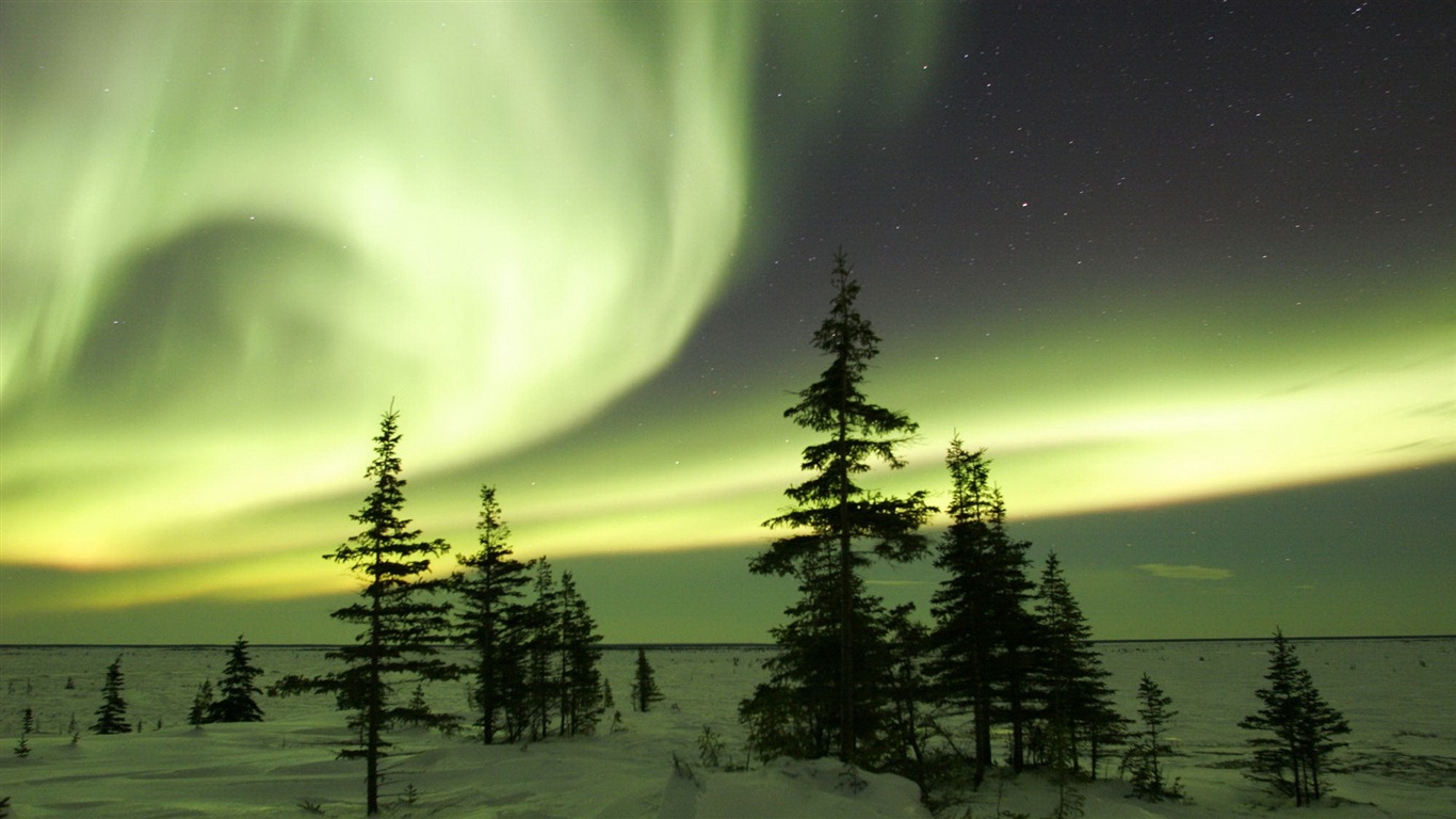 Природные чудеса Northern Lights HD обои (2) #18 - 1366x768
