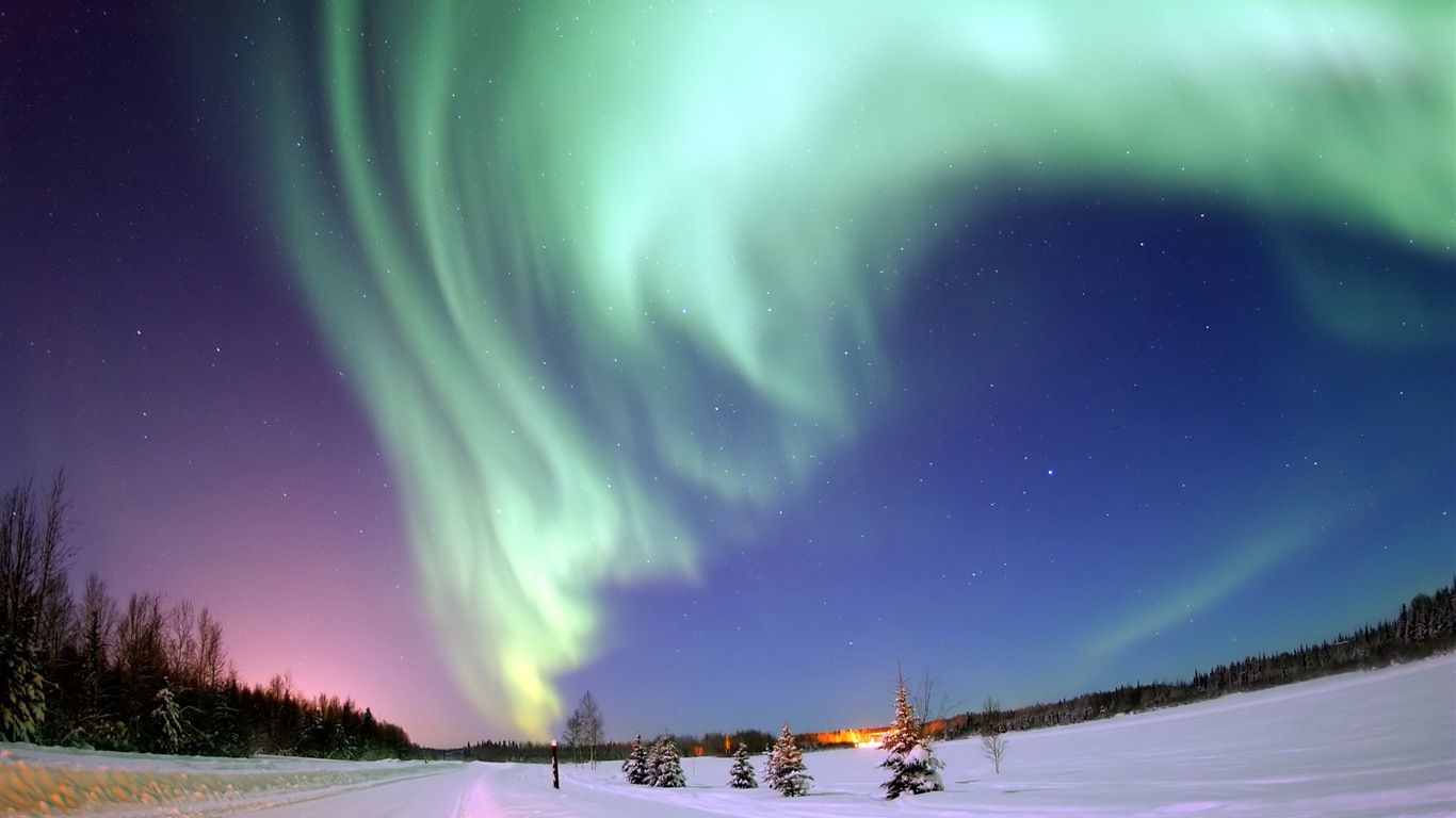 Природные чудеса Northern Lights HD обои (2) #22 - 1366x768