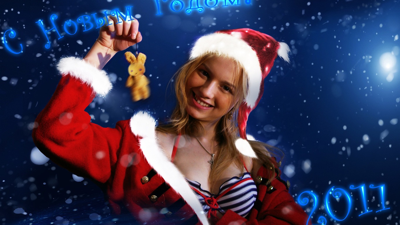아름다운 크리스마스 소녀 HD 배경 화면 (1) #12 - 1366x768