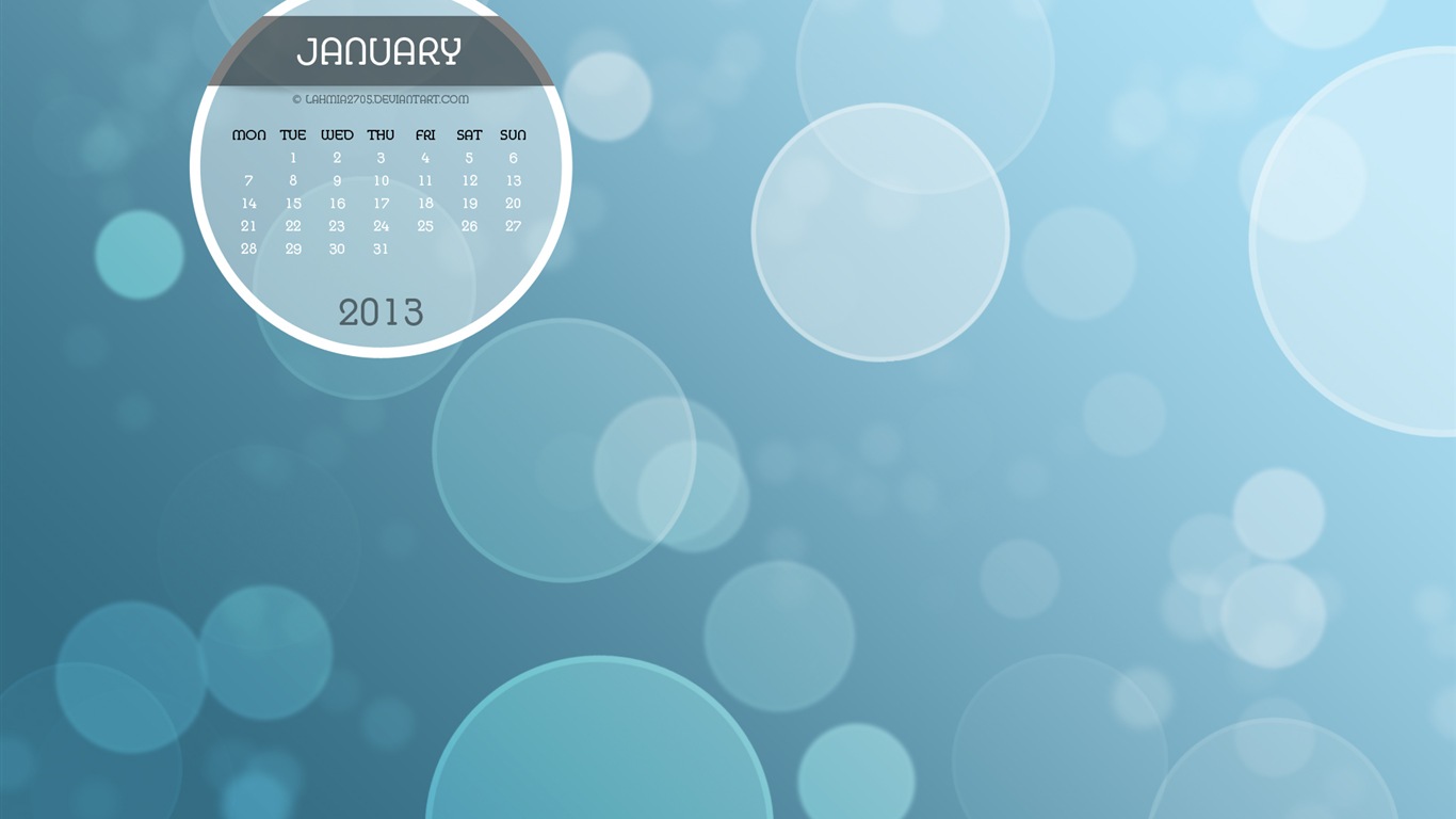 January 2013 Calendar wallpaper (1) #9 - 1366x768