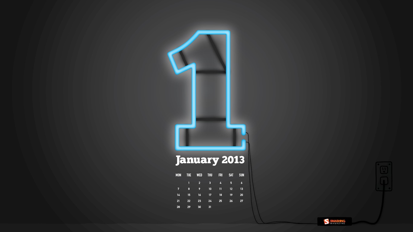 Januar 2013 Kalender Wallpaper (1) #12 - 1366x768