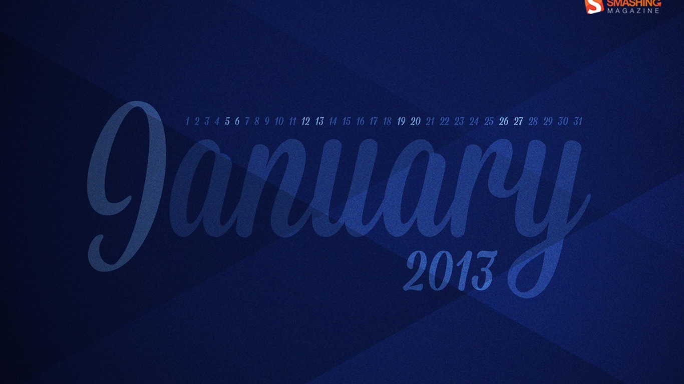 2013年1月カレンダー壁紙（1） #13 - 1366x768
