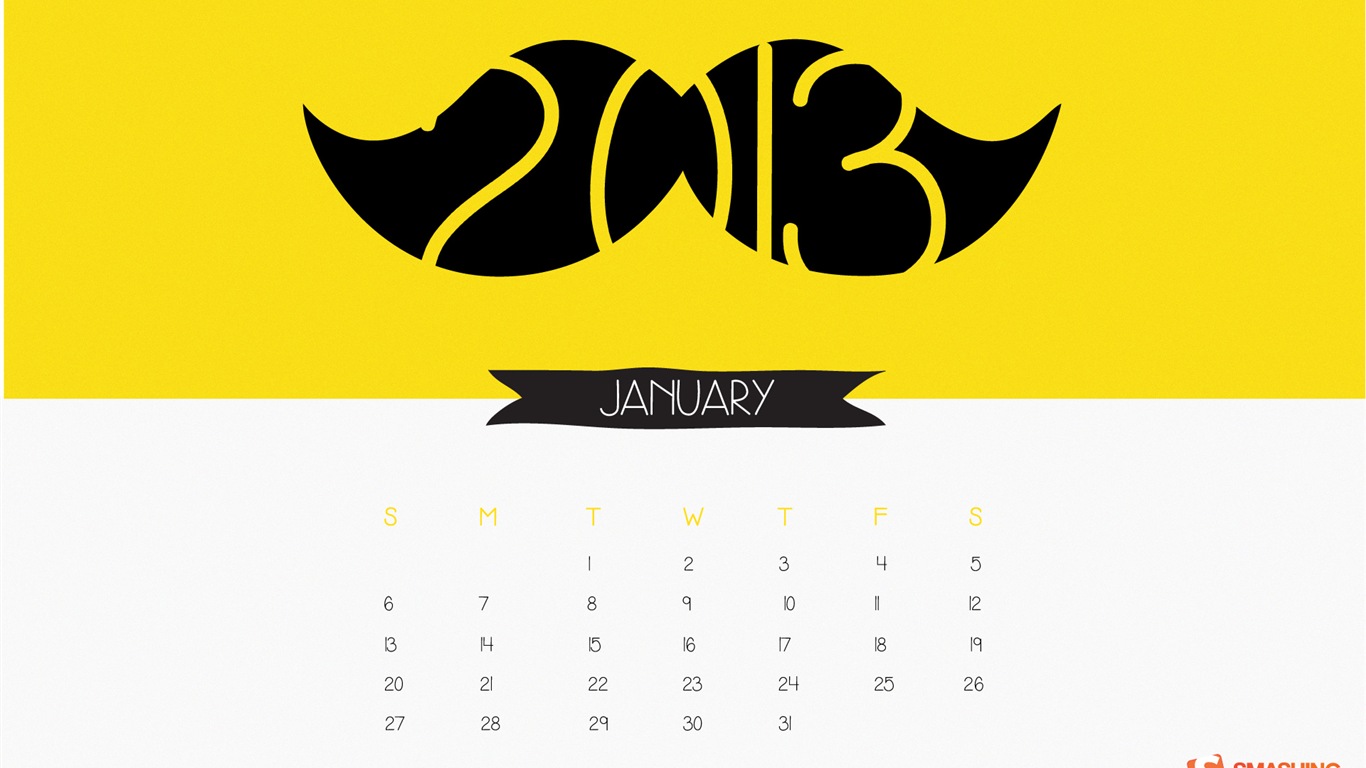 January 2013 Calendar wallpaper (1) #20 - 1366x768