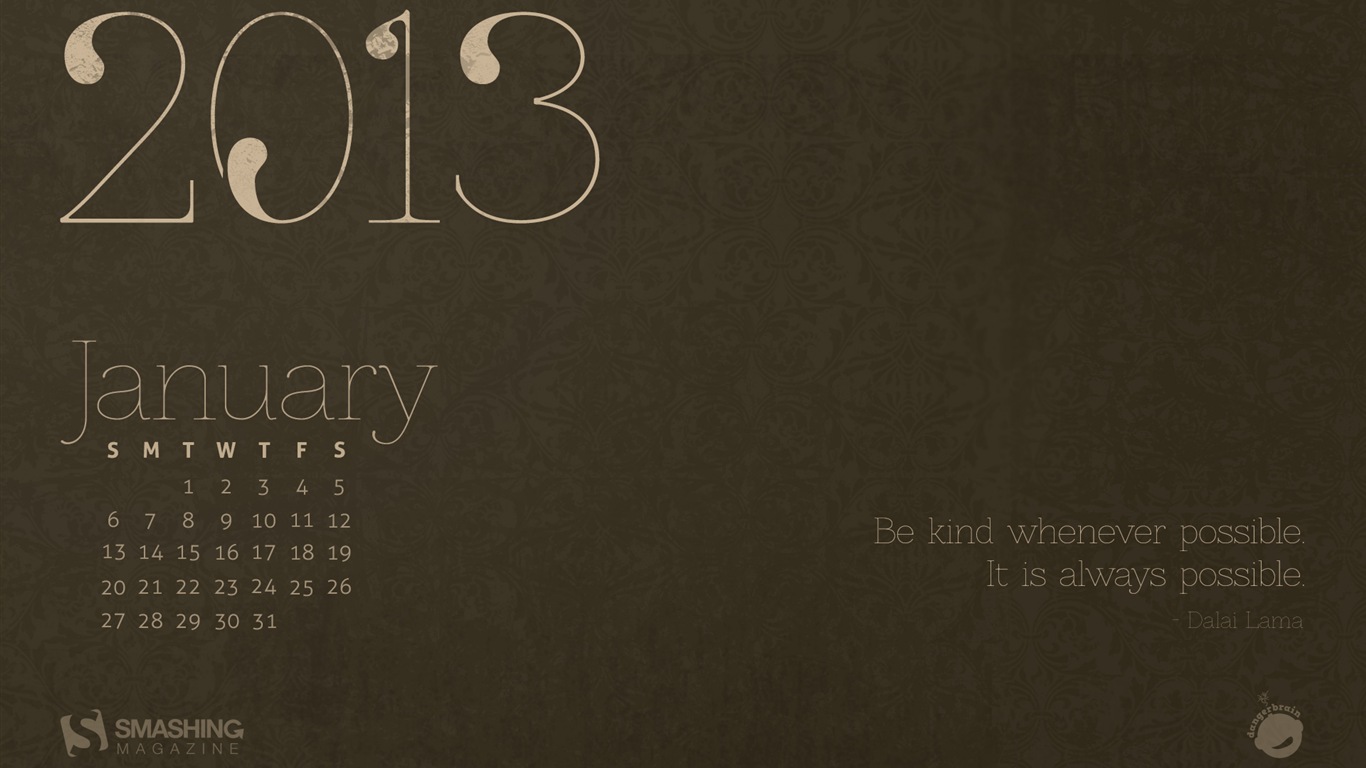 01. 2013 Kalendář tapety (2) #7 - 1366x768
