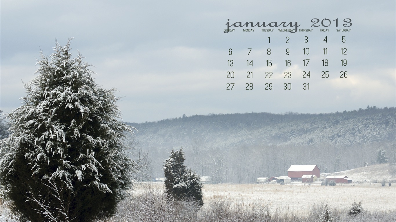 Januar 2013 Kalender Wallpaper (2) #15 - 1366x768