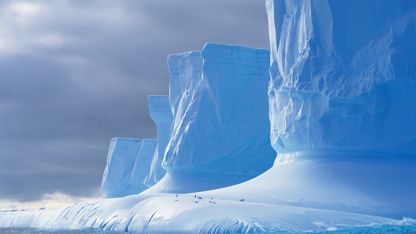 Windowsの8壁紙：南極、雪の風景、南極のペンギン #5 - 1366x768
