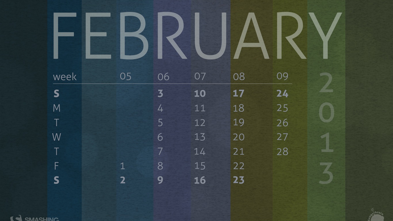 February 2013 Calendar wallpaper (2) #8 - 1366x768