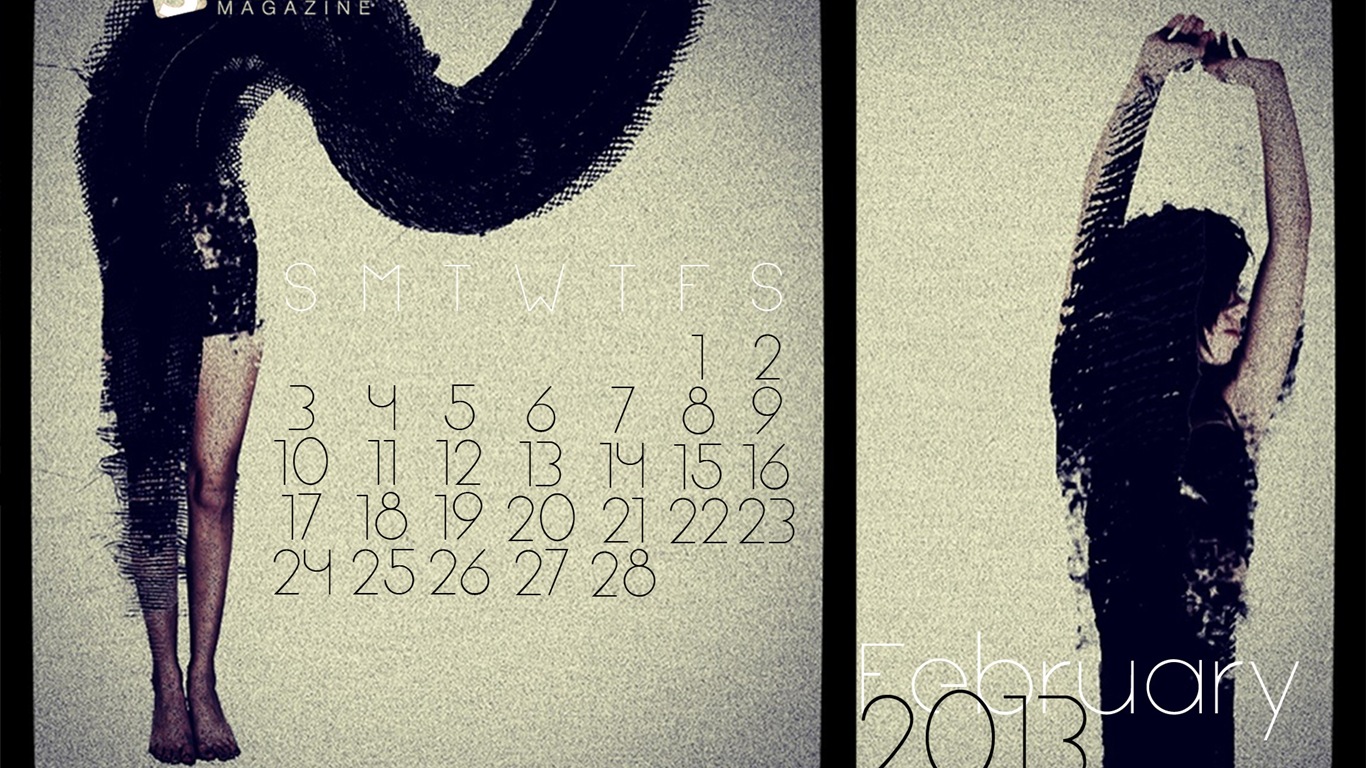 February 2013 Calendar wallpaper (2) #10 - 1366x768
