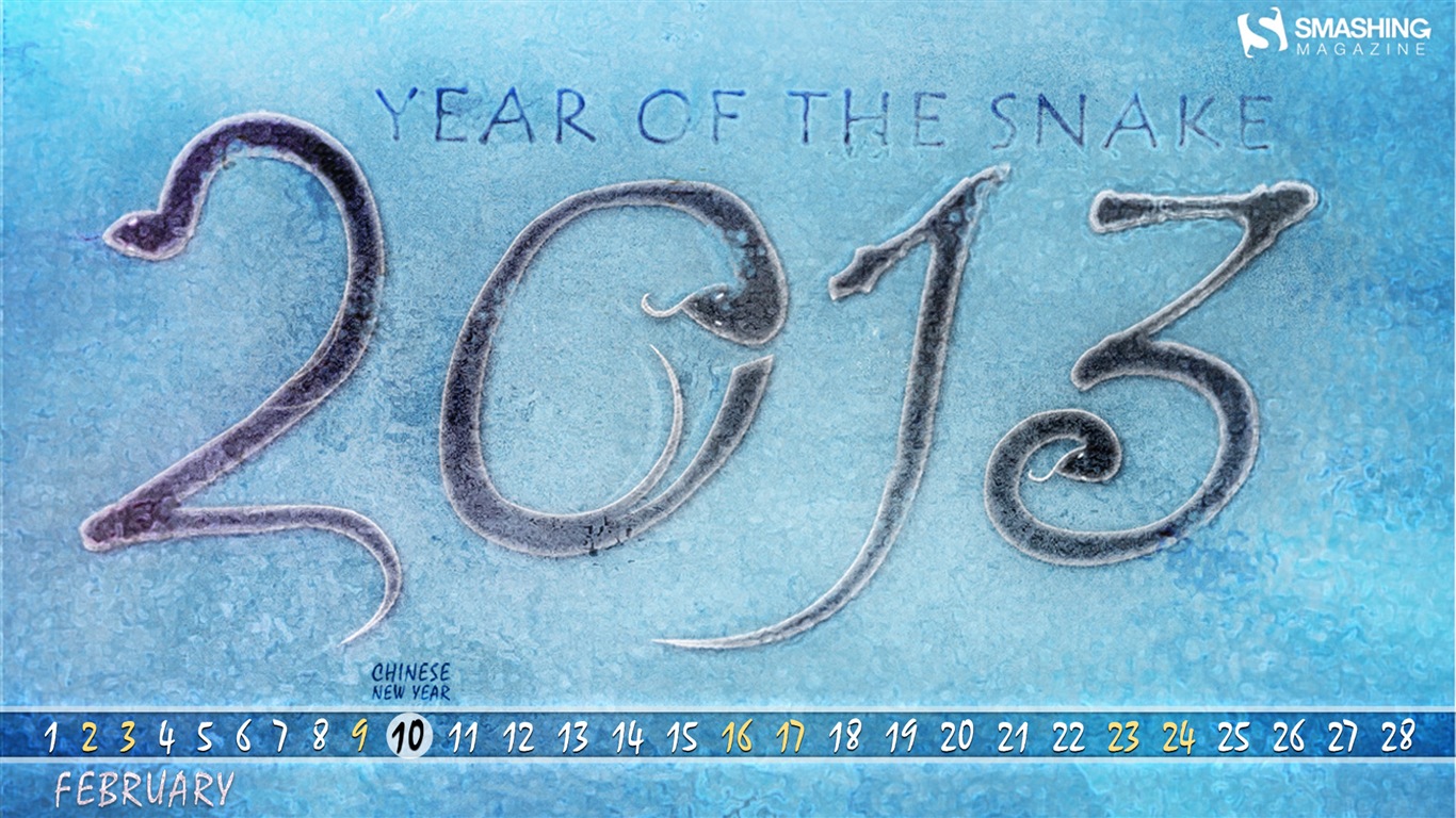 2013年2月カレンダー壁紙（2） #15 - 1366x768