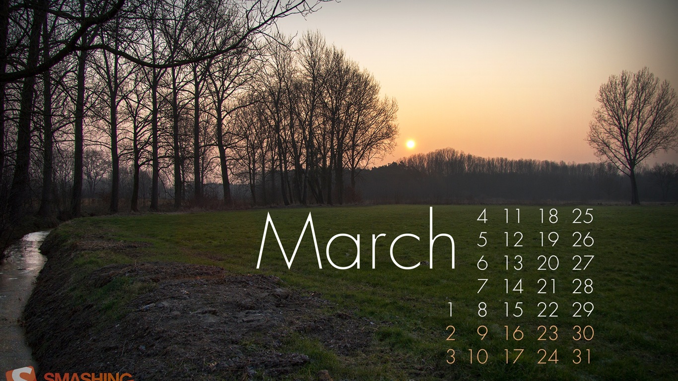 March 2013 calendar wallpaper (2) #1 - 1366x768