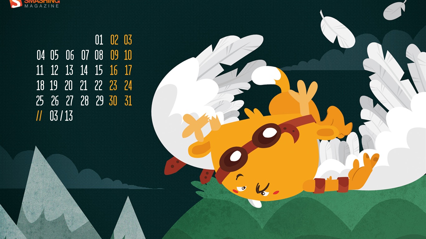 March 2013 calendar wallpaper (2) #7 - 1366x768