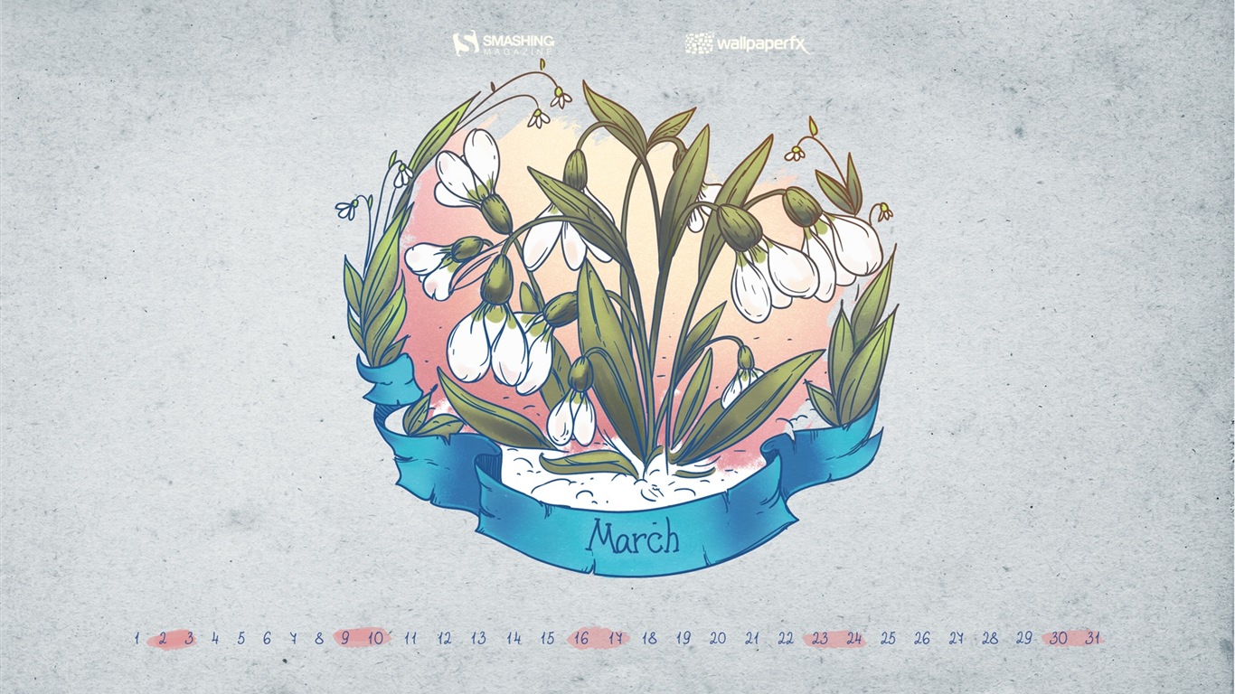 März 2013 Kalender Wallpaper (2) #11 - 1366x768
