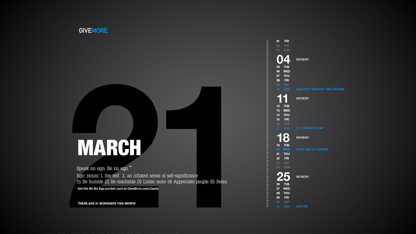 March 2013 calendar wallpaper (1) #5 - 1366x768