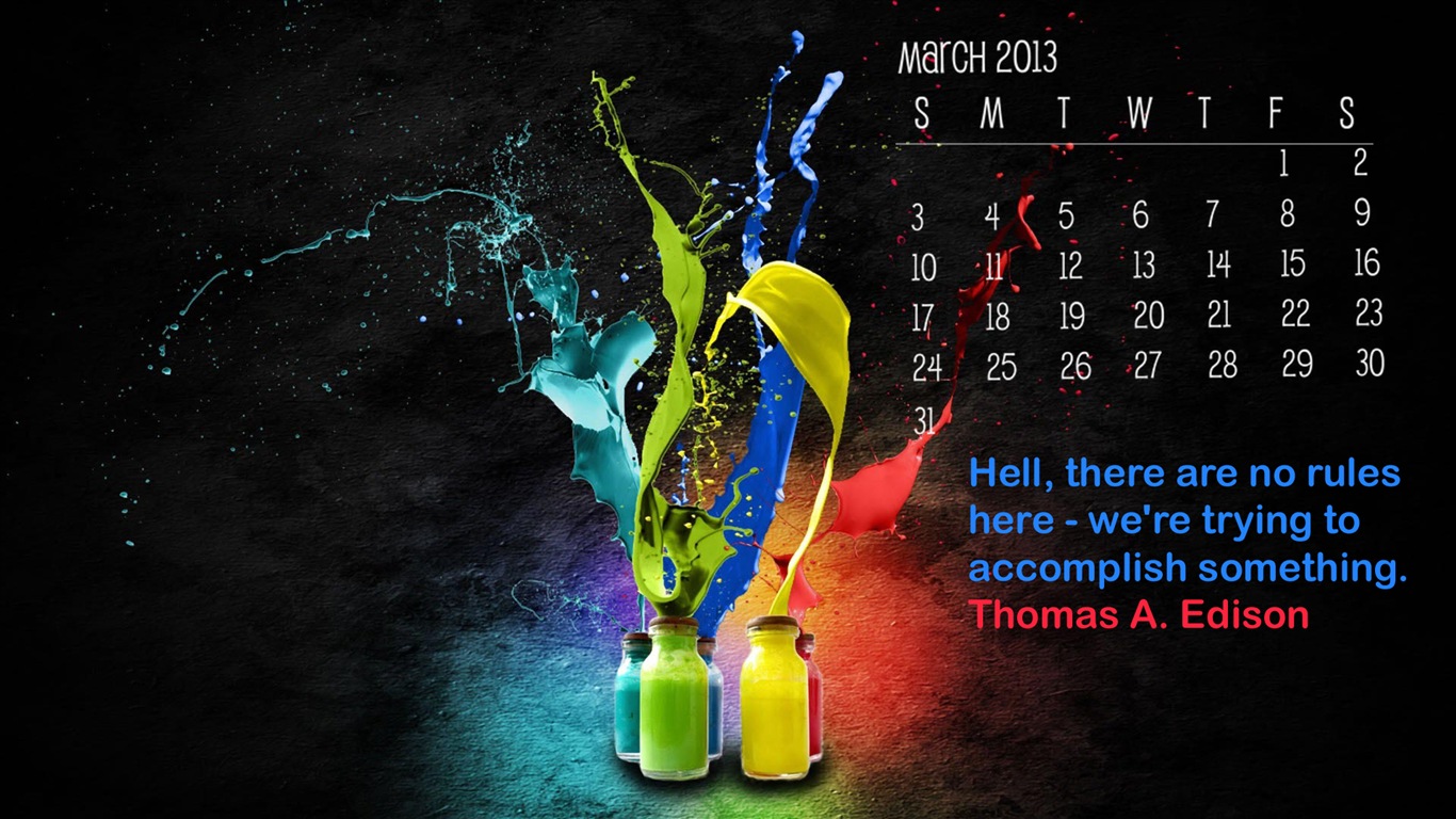 March 2013 calendar wallpaper (1) #8 - 1366x768