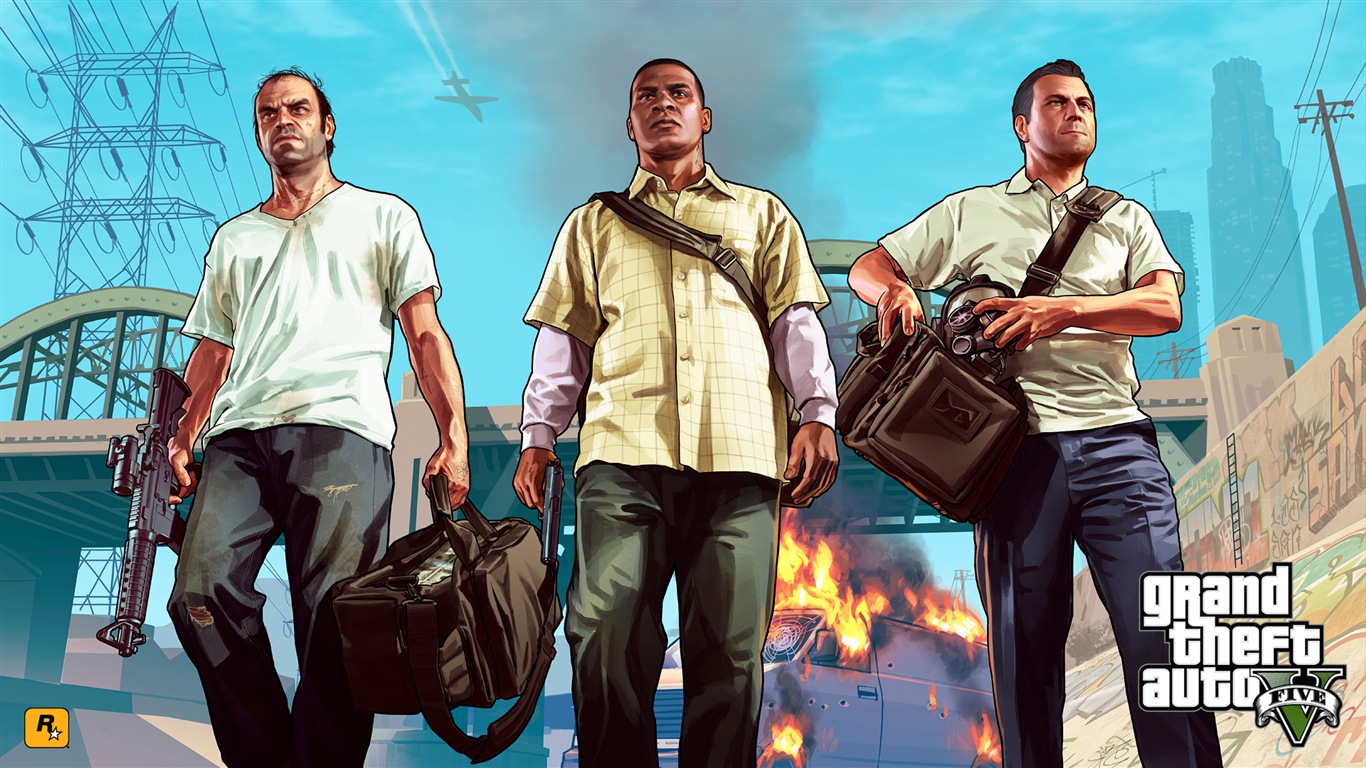 Grand Theft Auto V GTA 5 fonds d'écran de jeux HD #1 - 1366x768