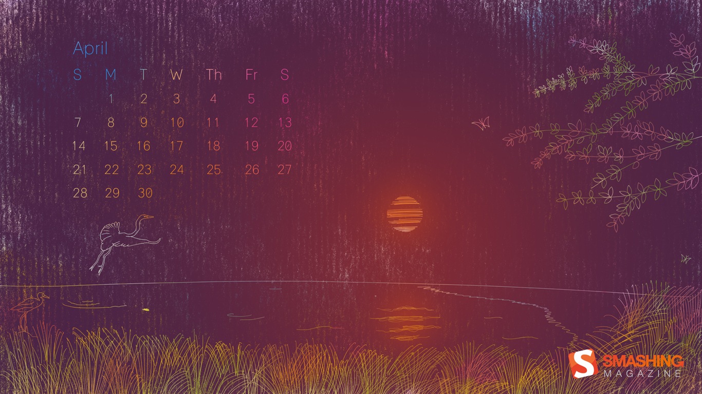 April 2013 Kalender Wallpaper (2) #19 - 1366x768