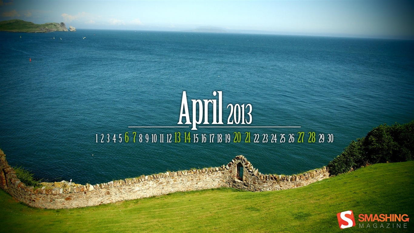 April 2013 Kalender Wallpaper (2) #25 - 1366x768