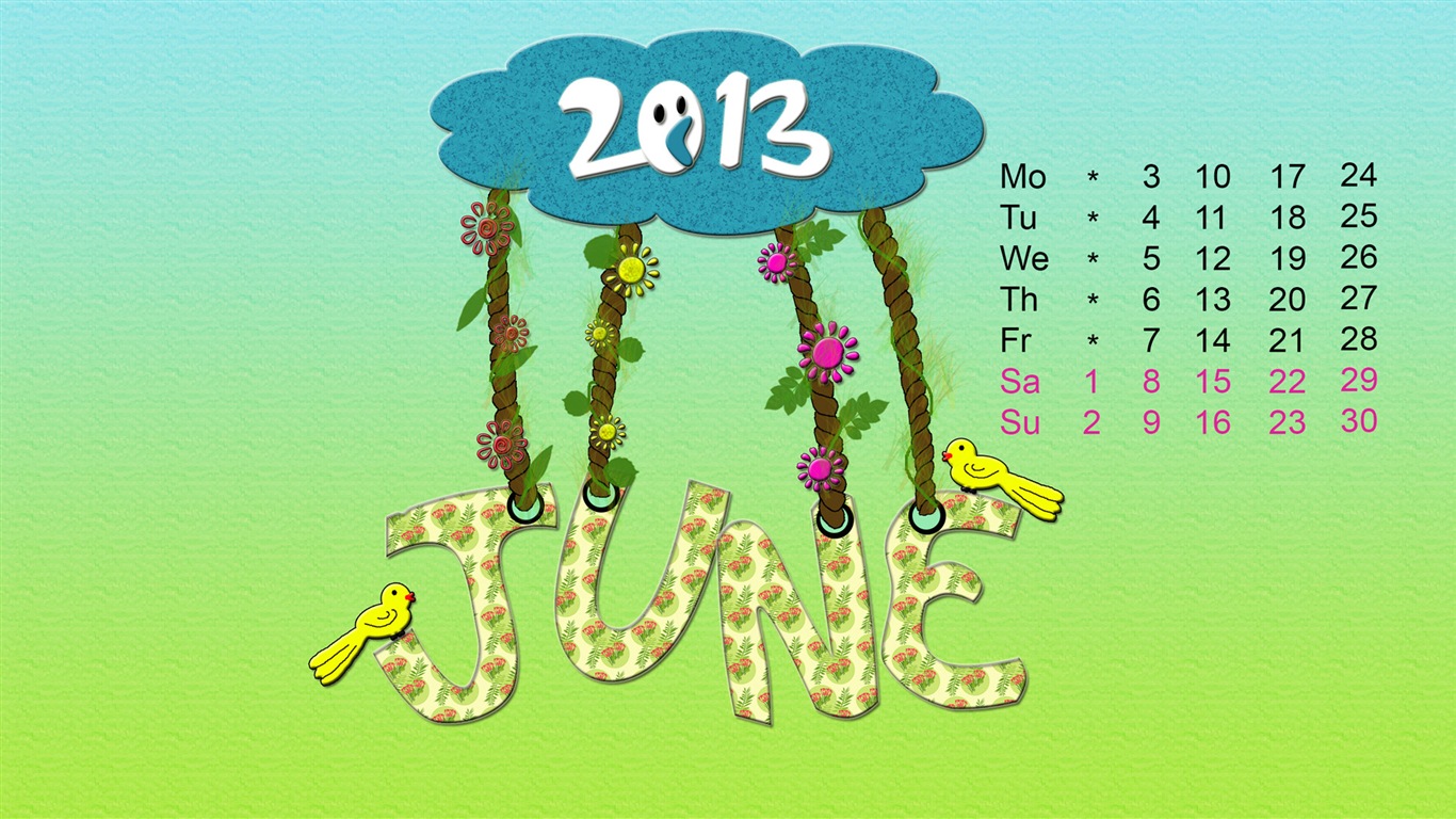 Июнь 2013 календарь обои (1) #10 - 1366x768