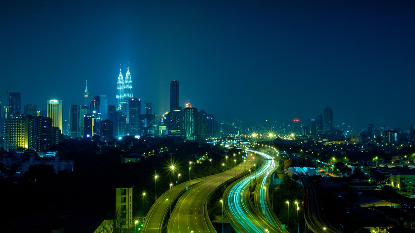 매력적인 도시의 밤 HD 배경 화면 #5 - 1366x768