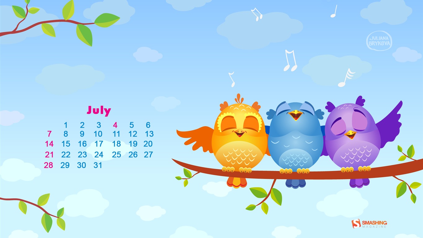 Июль 2013 Календарь обои (1) #14 - 1366x768