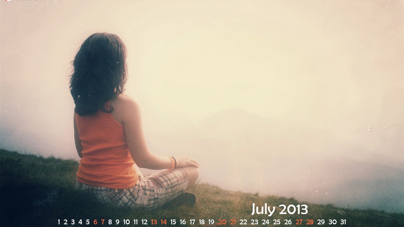2013年7月カレンダー壁紙（2） #3 - 1366x768