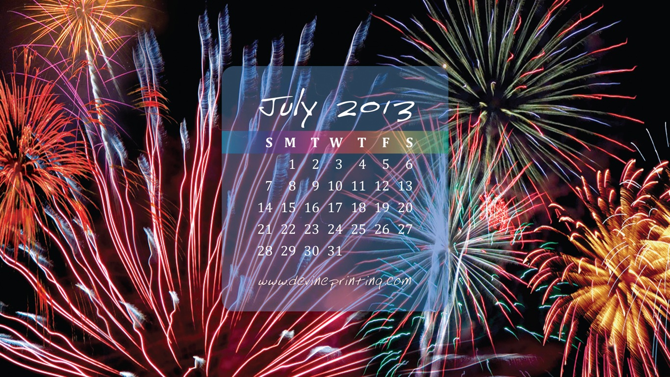 2013年7月カレンダー壁紙（2） #14 - 1366x768
