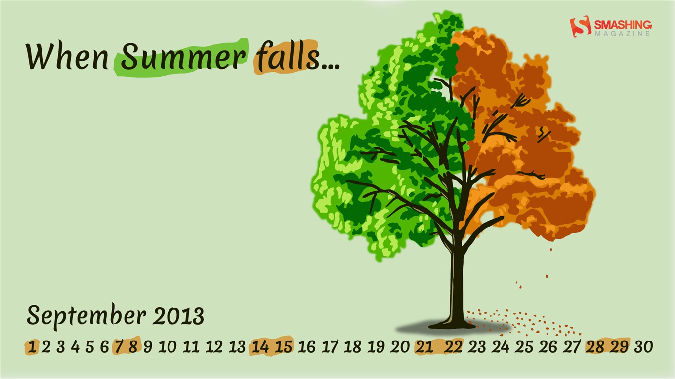 Septembre 2013 Calendar Wallpaper (2) #19 - 1366x768