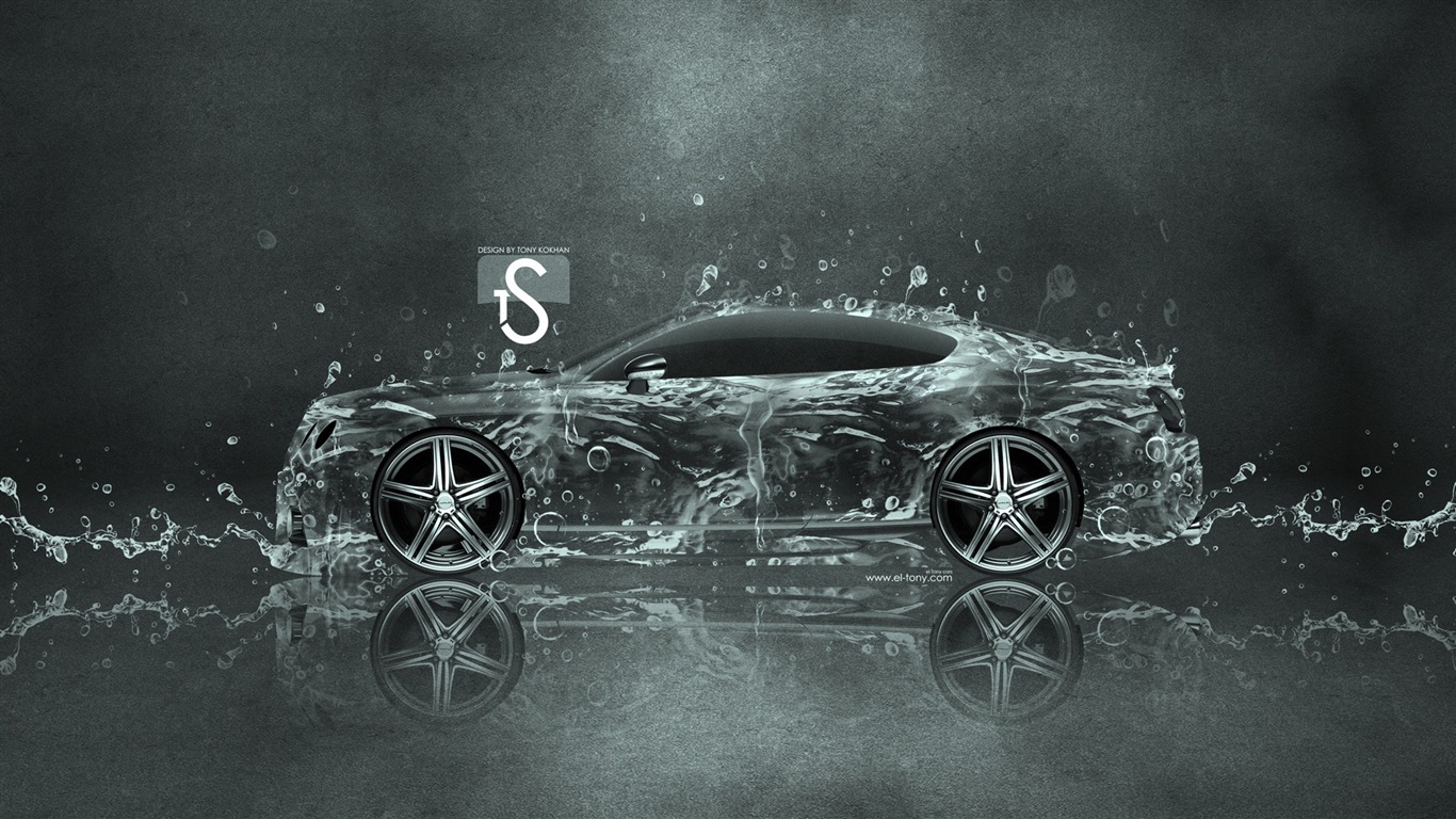 水滴のしぶき、美しい車創造的なデザインの壁紙 #2 - 1366x768