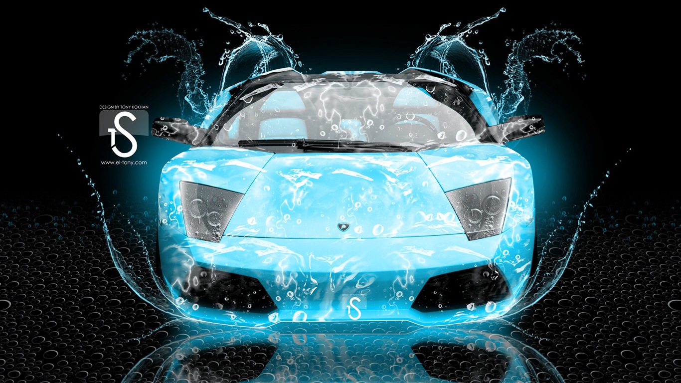 물 방울 스플래시, 아름다운 차 크리 에이 티브 디자인 배경 화면 #16 - 1366x768