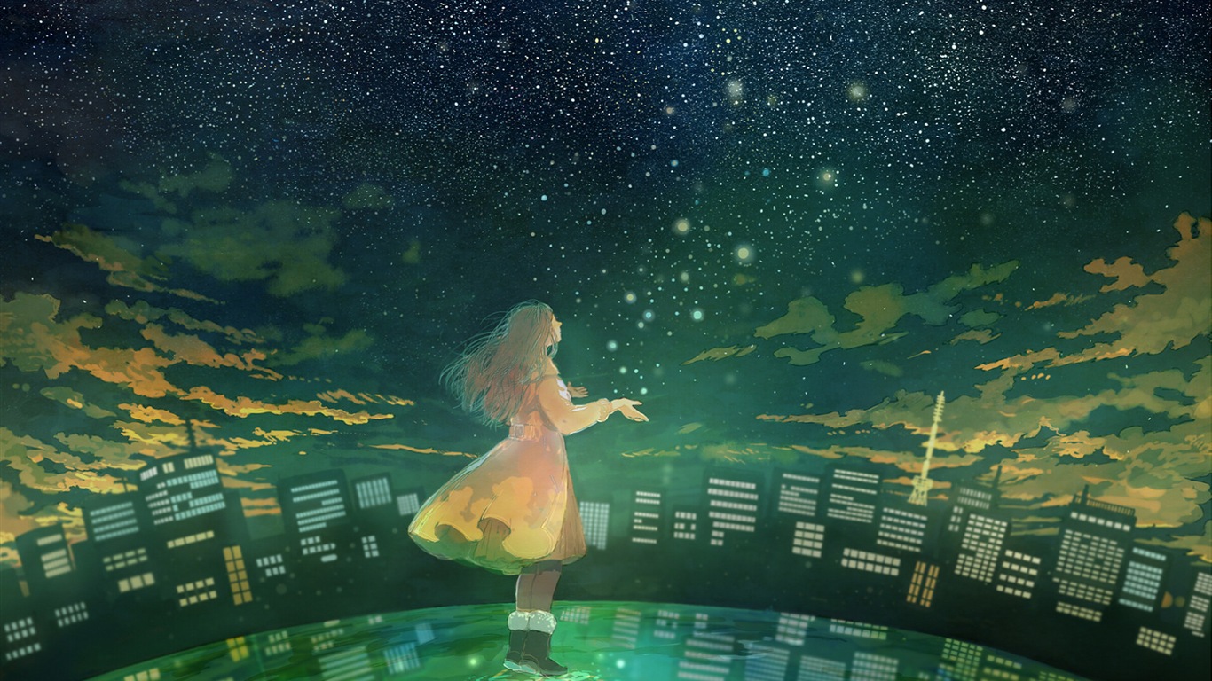 Firefly Summer beautiful anime wallpaper #3 - 1366x768