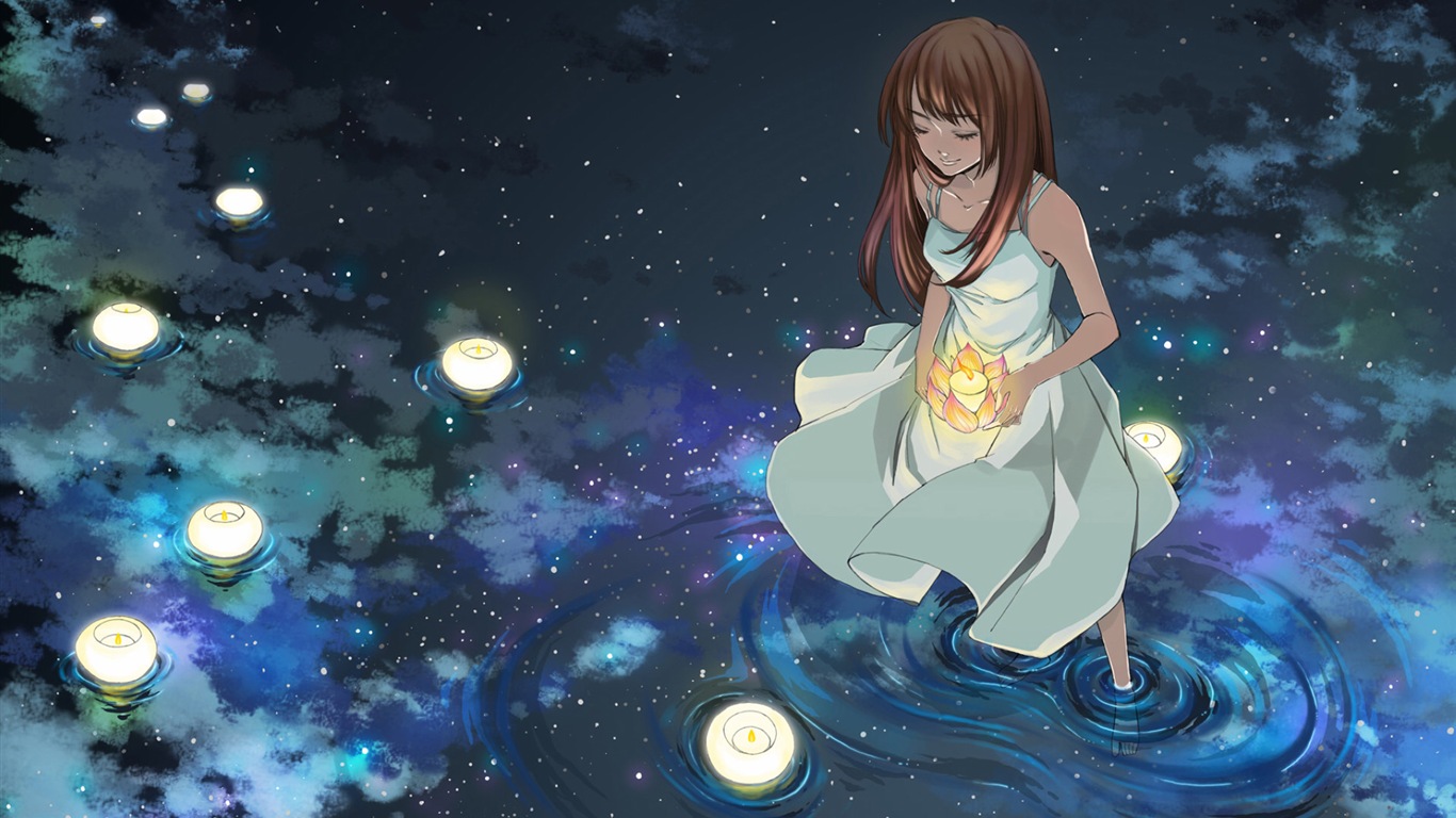 Firefly Summer beautiful anime wallpaper #5 - 1366x768
