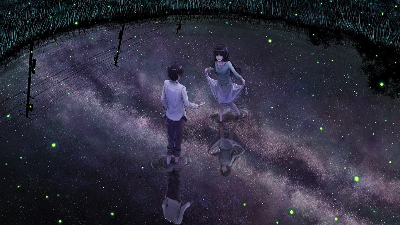 Firefly Summer beautiful anime wallpaper #11 - 1366x768