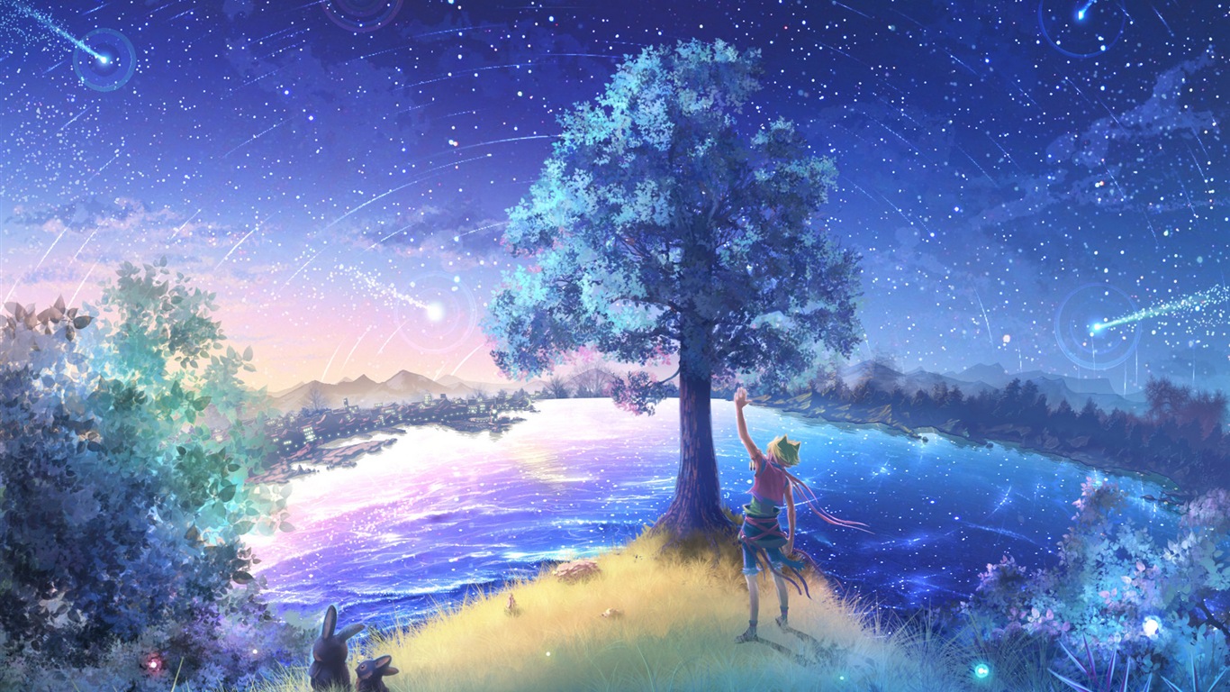 Firefly Summer beautiful anime wallpaper #14 - 1366x768