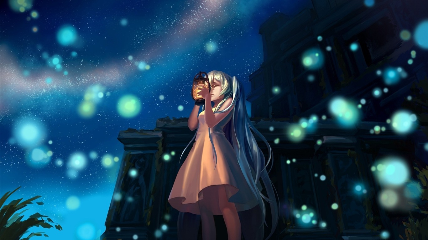 Firefly Summer beautiful anime wallpaper #16 - 1366x768