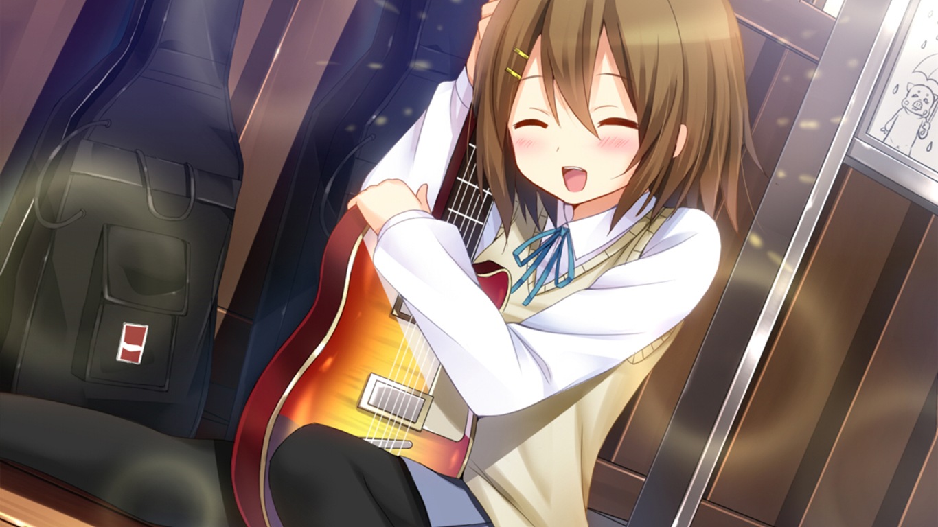 音楽ギターアニメの女の子HDの壁紙 #6 - 1366x768