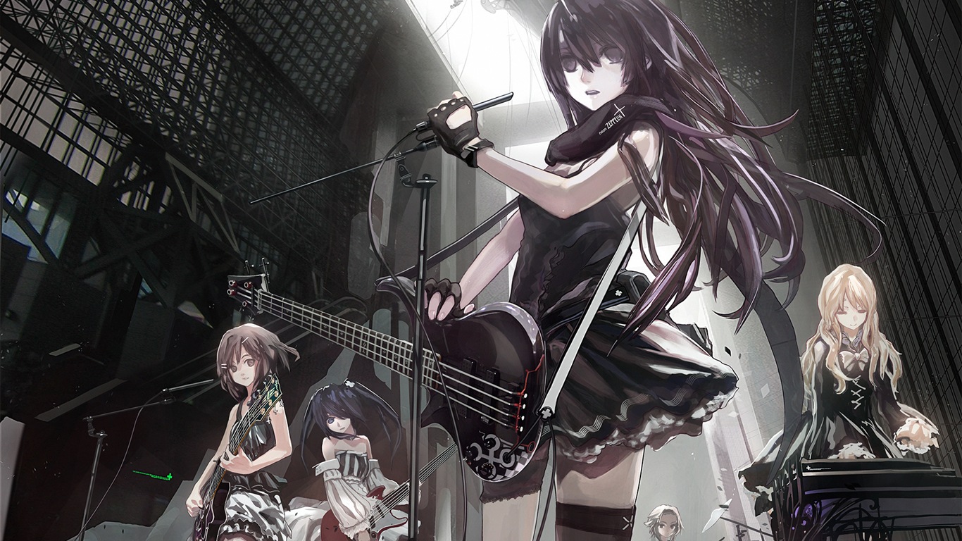 Musique guitare anime girl wallpapers HD #7 - 1366x768