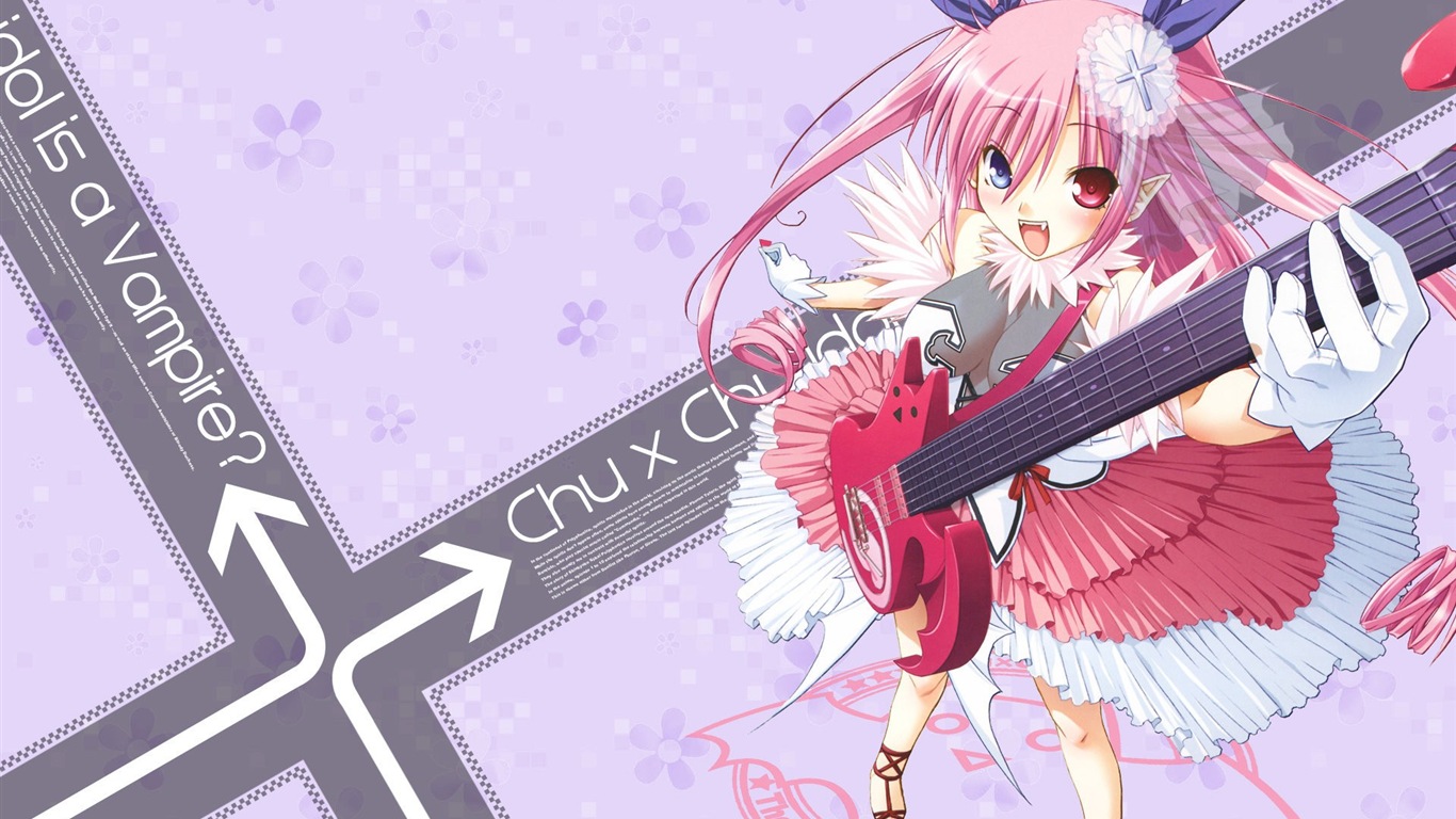 音楽ギターアニメの女の子HDの壁紙 #9 - 1366x768