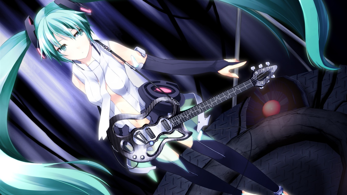 音楽ギターアニメの女の子HDの壁紙 #12 - 1366x768