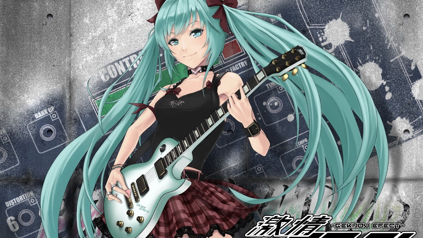 音楽ギターアニメの女の子HDの壁紙 #14 - 1366x768