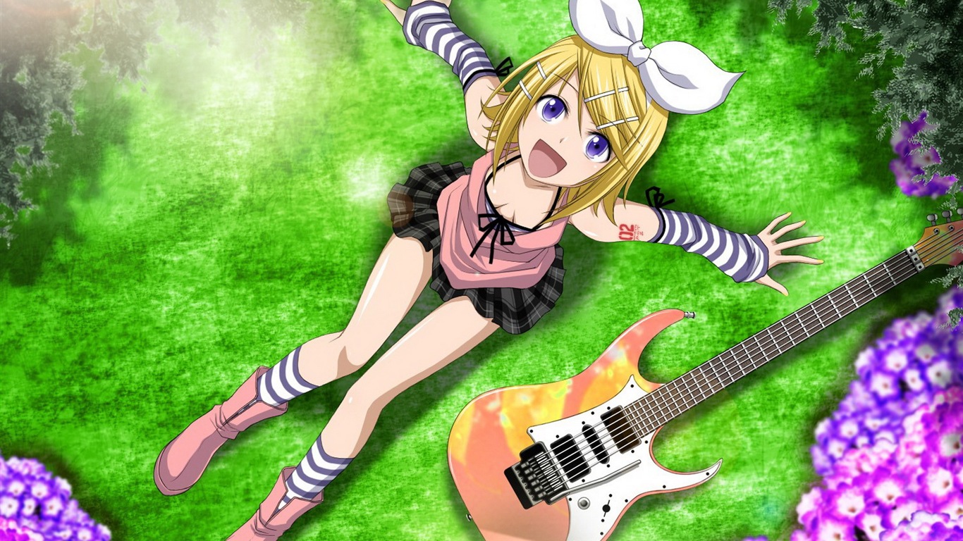 音楽ギターアニメの女の子HDの壁紙 #15 - 1366x768
