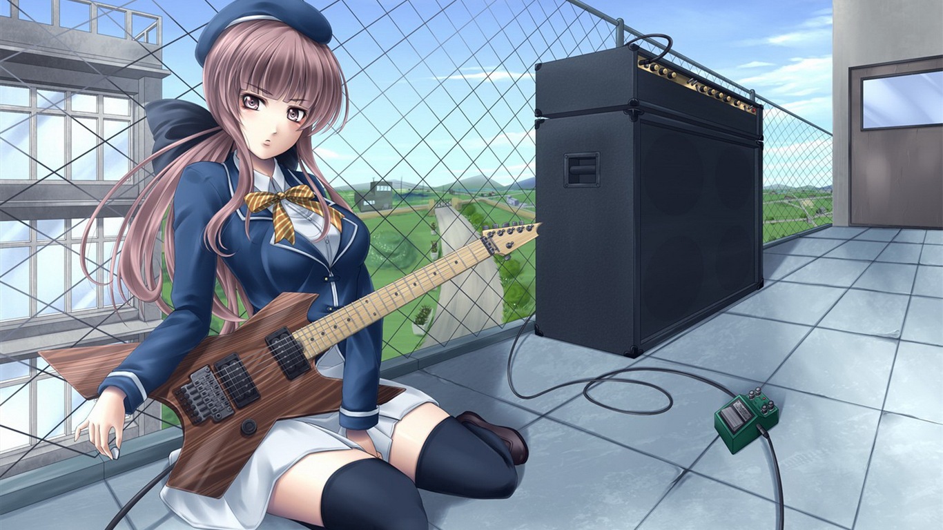 音楽ギターアニメの女の子HDの壁紙 #17 - 1366x768