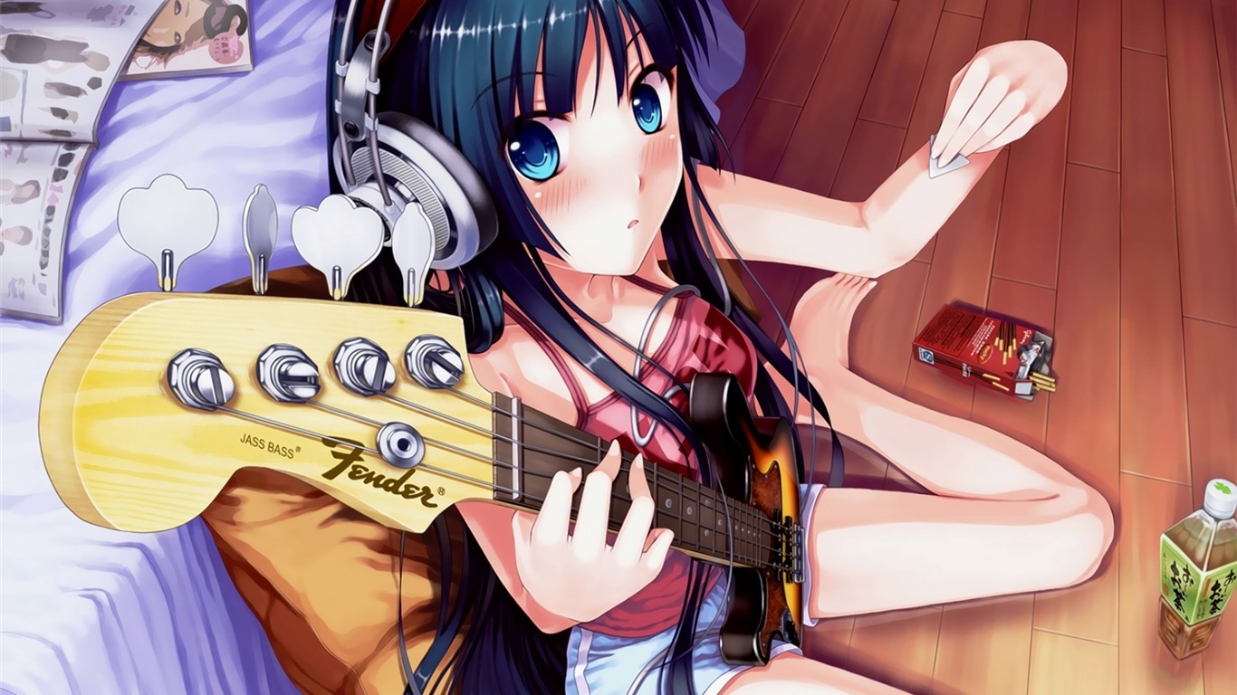 音楽ギターアニメの女の子HDの壁紙 #18 - 1366x768