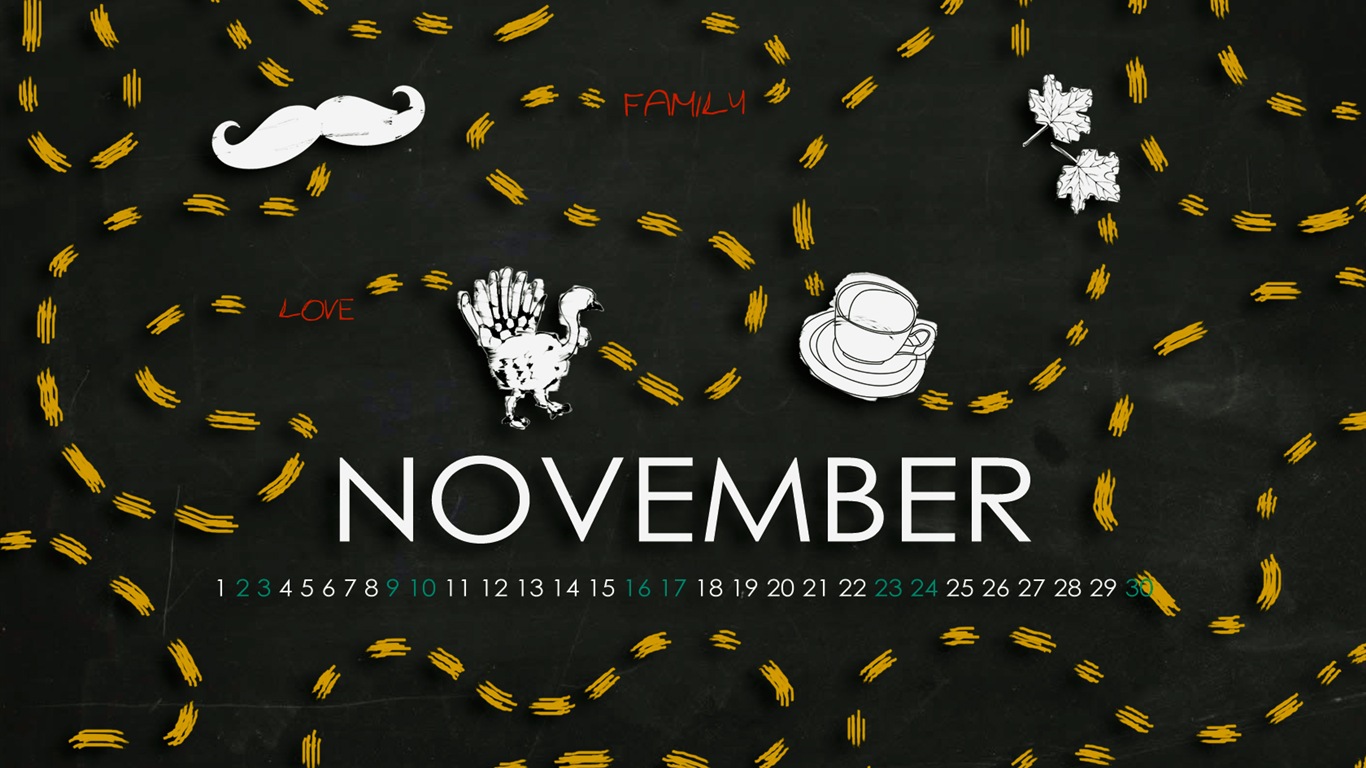 November 2013 Kalender Wallpaper (2) #10 - 1366x768