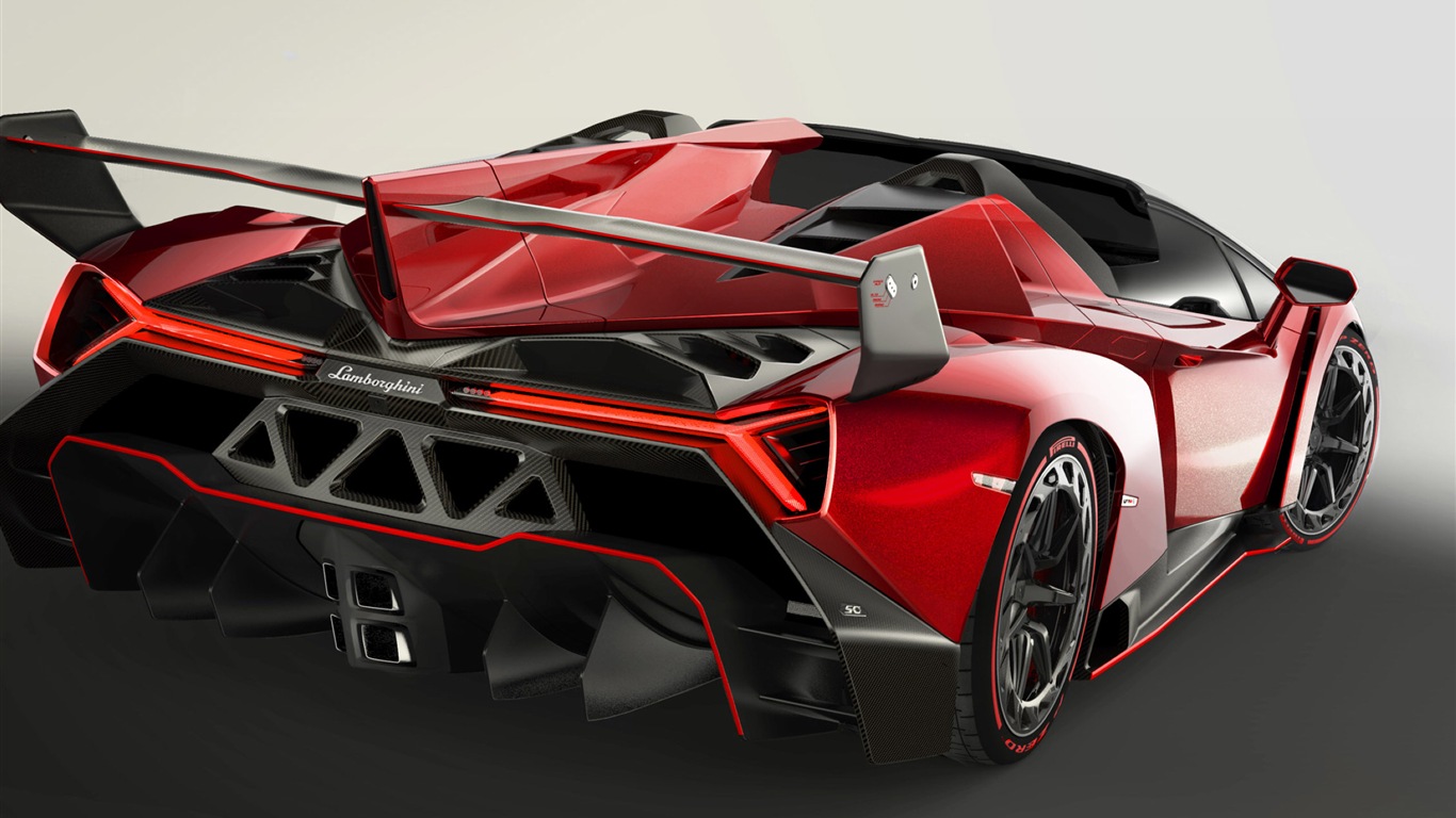 2014 Lamborghini Roadster Veneno красного суперкара HD обои #1 - 1366x768