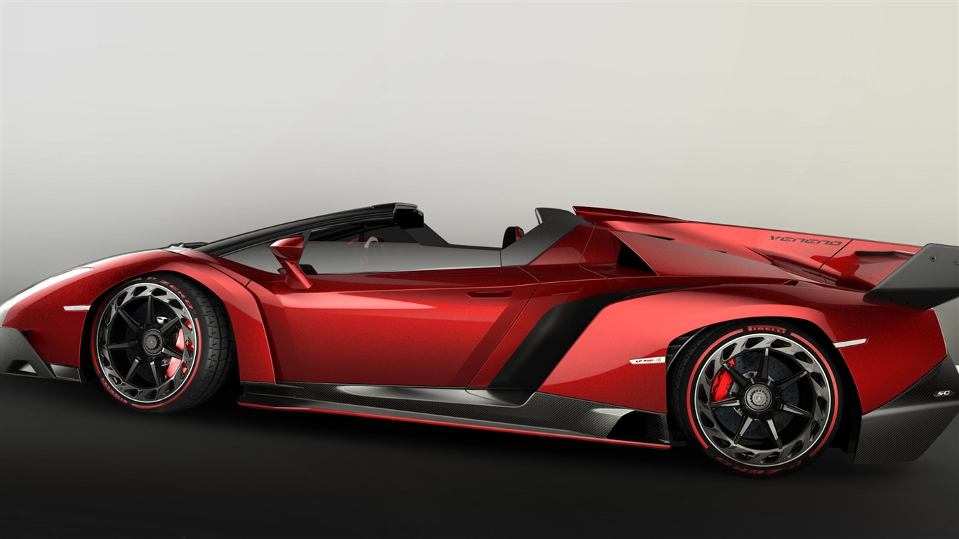 2014 Lamborghini Roadster Veneno красного суперкара HD обои #4 - 1366x768