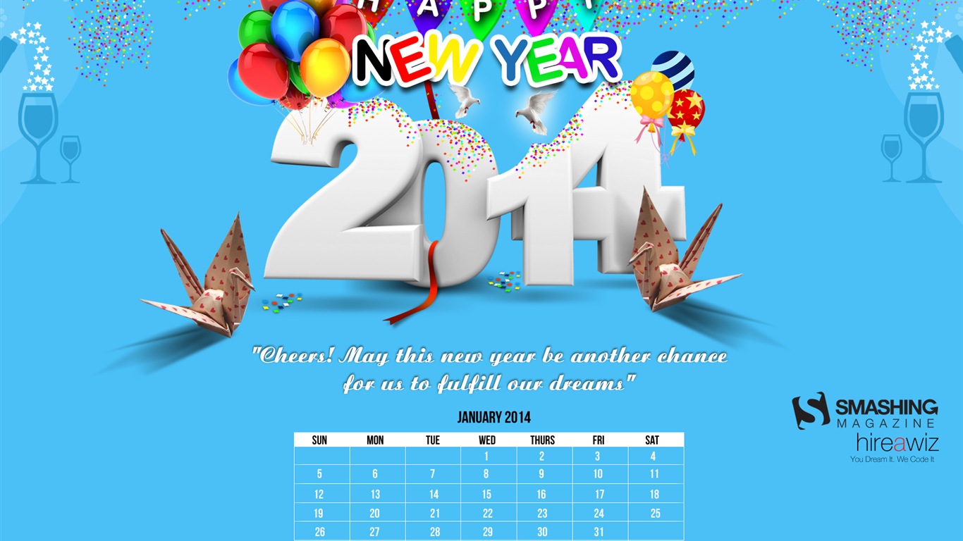 January 2014 Calendar Wallpaper (1) #1 - 1366x768